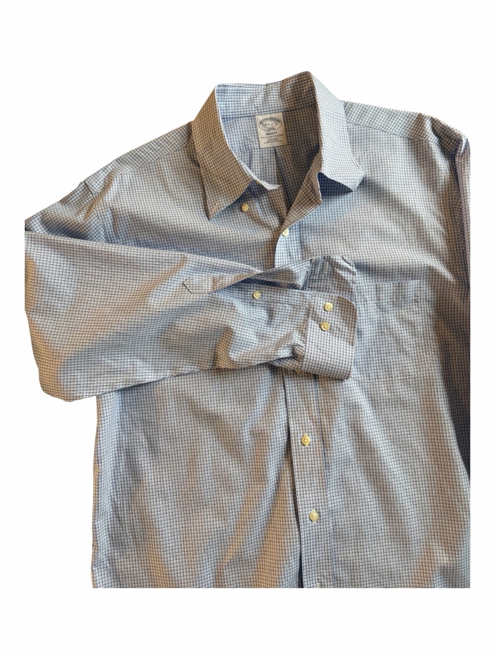 Brooks Brothers Men's Micro-Check Dress Shirt LS 16.5-2/3 1818 Regent Non Iron